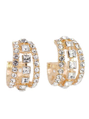 Triple Rhinestone Hoop Earrings