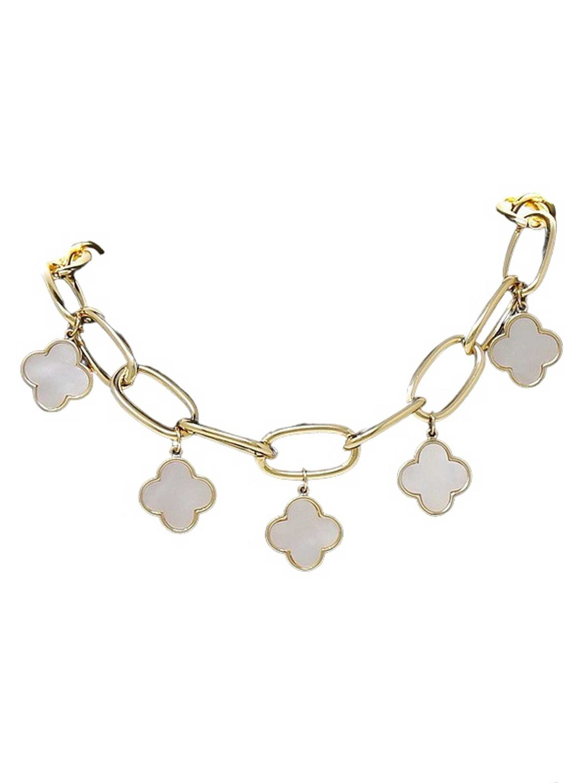 Clover Pendant Station Gold Dipped Short Necklace