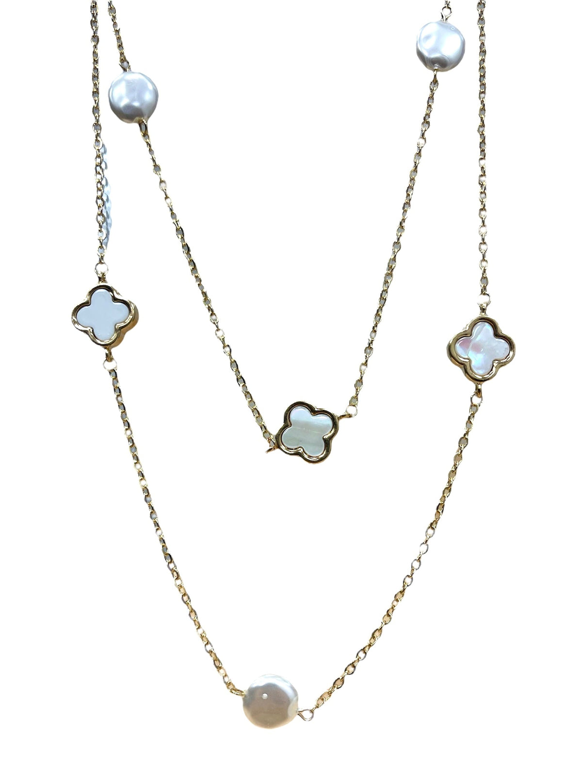 Shell Pearl Clover Necklace