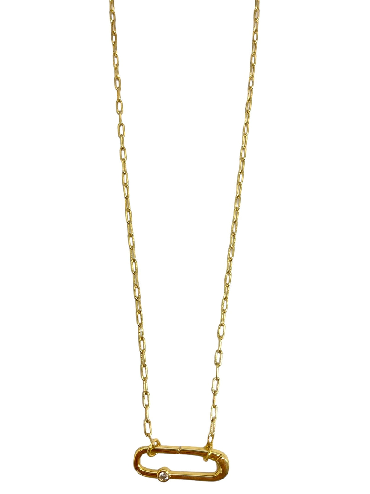 Charm Necklace Dainty Link Chain with Lock with Stone