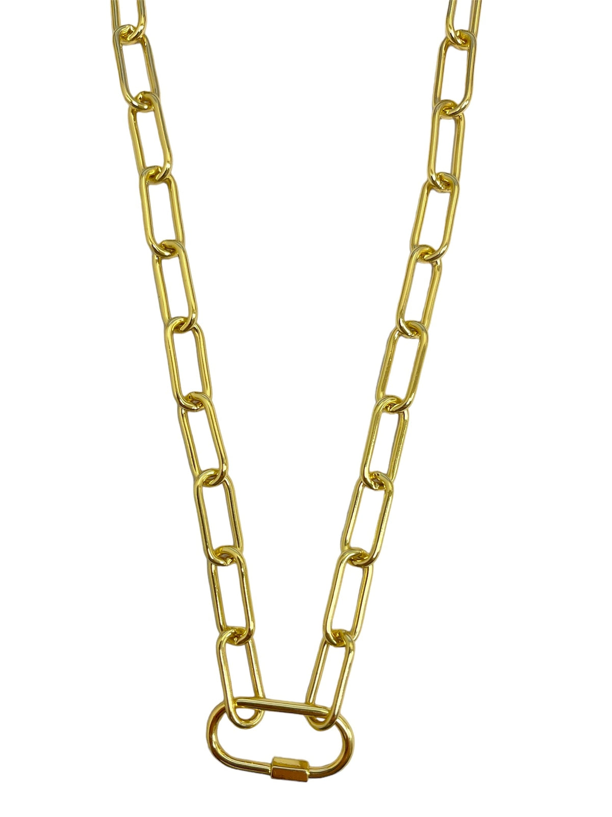 Charm Necklace Carabiner Lock with Thick Chain