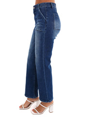 Solid Choice Patch Pocket Ankle Flare Jeans
