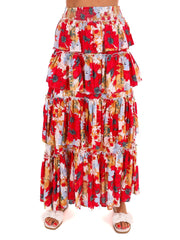 Ticket to Paradise Floral Tiered Maxi Skirt