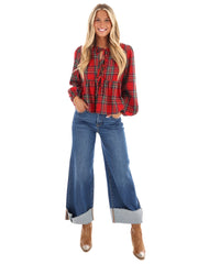 Christmas Eve Plaid Top