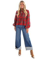 Christmas Eve Plaid Top