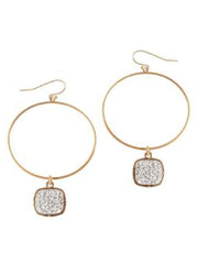 Metal Druzy Round Earrings