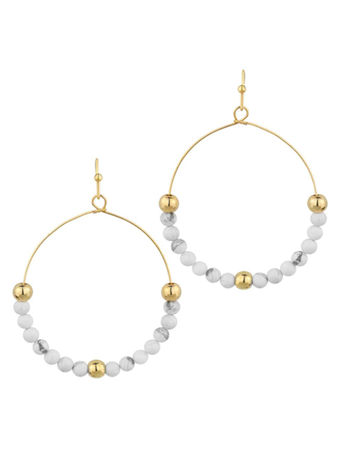 Stone & Metal Ball Earrings