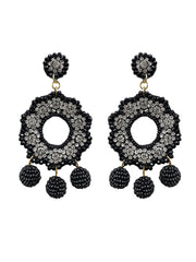 Beaded Circle with Rhinestone Earrings