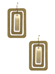 Triple Layered Square Earrings