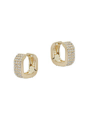 Pave Accent Square Shape Huggie Earring