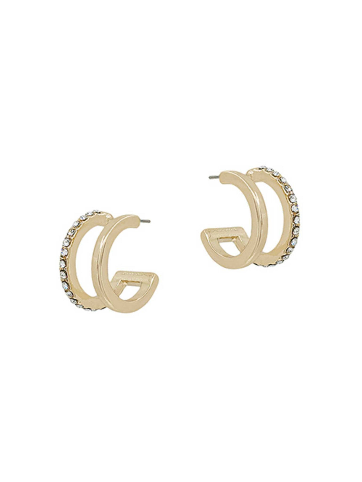 Double Line Pave Accent Hoop Earring