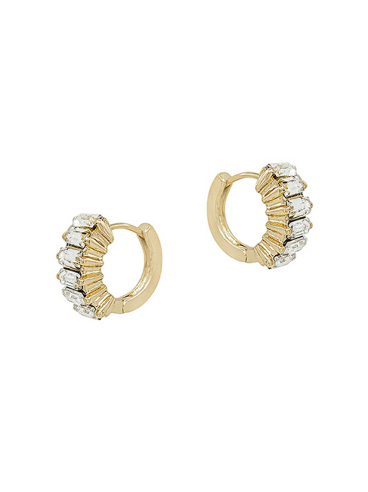 Crystal Stone Round Huggie Earring