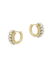 Crystal Stone Round Huggie Earring