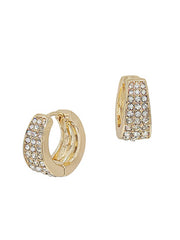 Front Pave Metal Huggie Earring