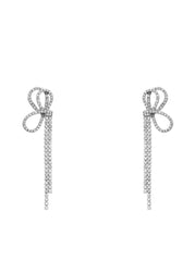 Ribbon Pave Stone Drop Earrings