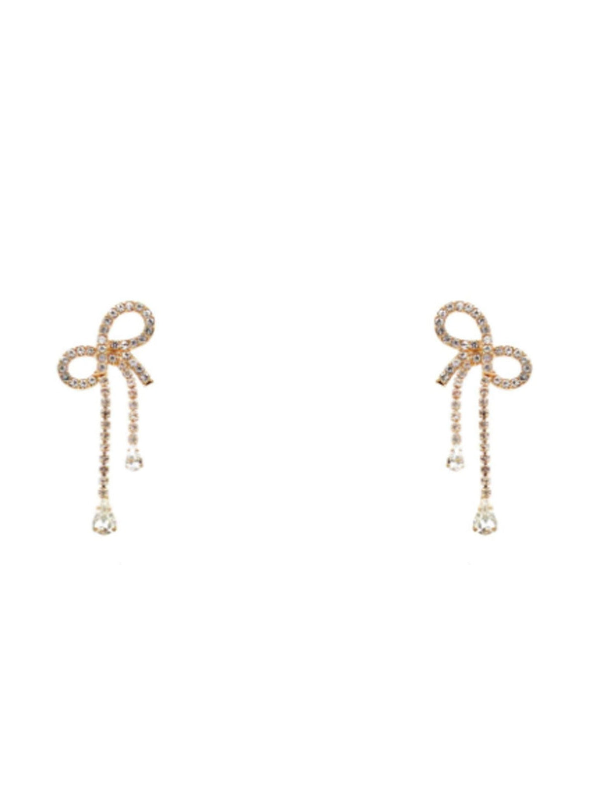 Rhinestone Ribbon Drop Earrings