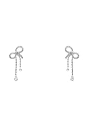 Rhinestone Ribbon Drop Earrings