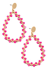 Beaded Twist Teardrop Earrings