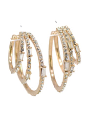 3 Lines Stone Hoop Earrings