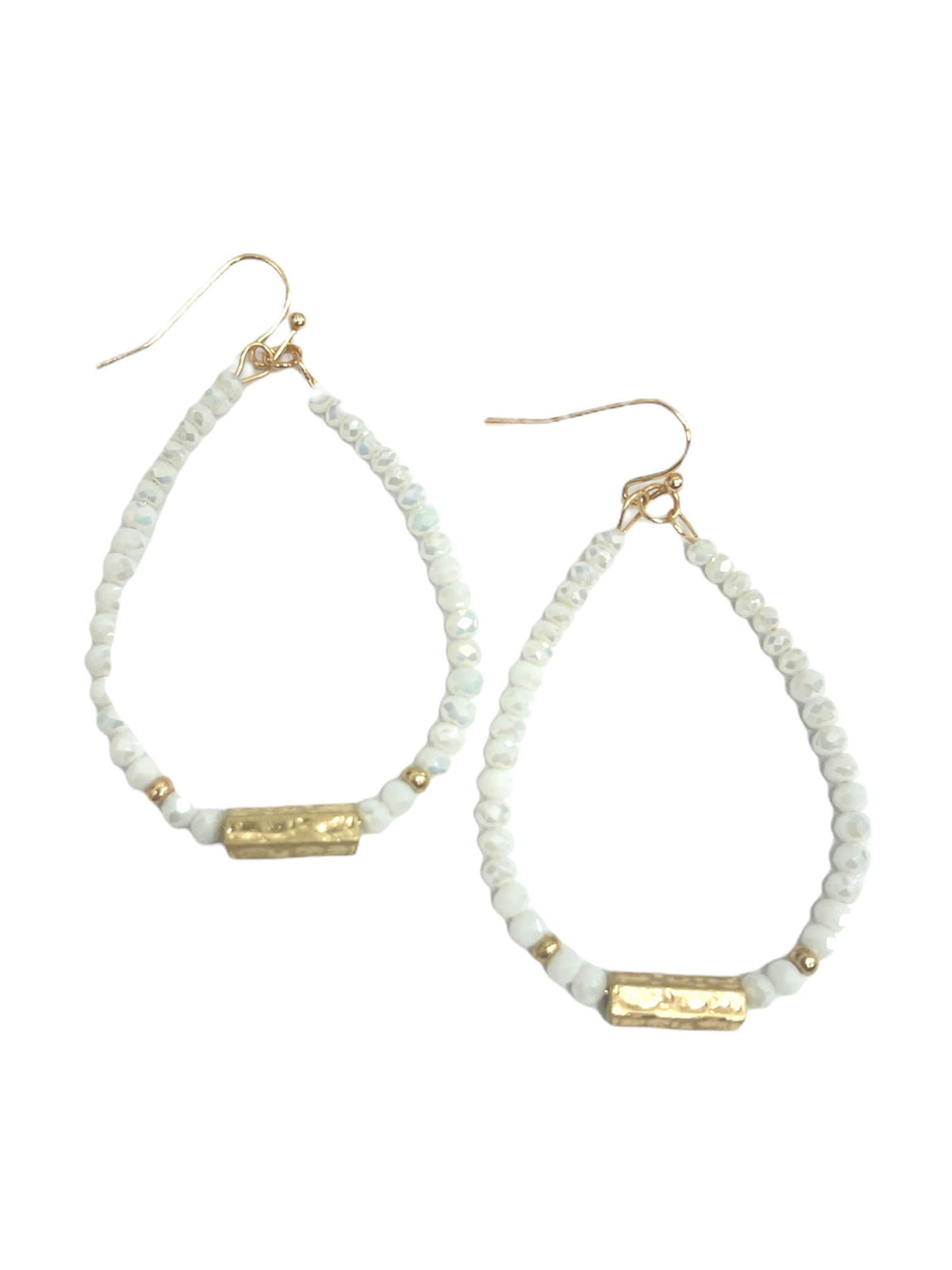 Glass Bead Teardrop Bar Accent Dangle Earring