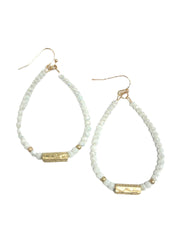 Glass Bead Teardrop Bar Accent Dangle Earring