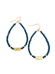 Glass Bead Teardrop Bar Accent Dangle Earring