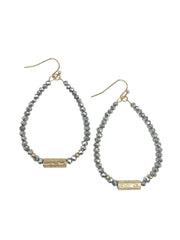 Glass Bead Teardrop Bar Accent Dangle Earring