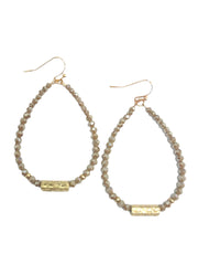 Glass Bead Teardrop Bar Accent Dangle Earring