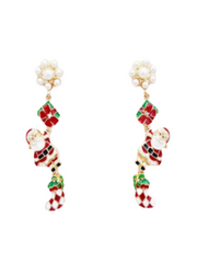 Christmas Pearl Triple Drop Earrings