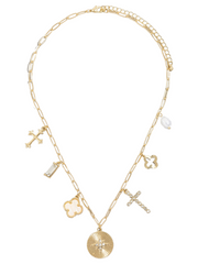 Clover Cross Star Charm Necklace
