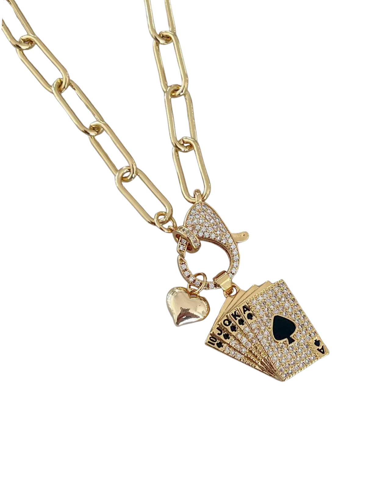 Big Link Chain with Pave Charm Clasp Necklace