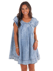 Fading Sunlight Denim Babydoll Dress