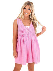 Top Pick Pleated Denim Romper