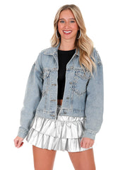 Complicated Rhinestone Denim Jacket
